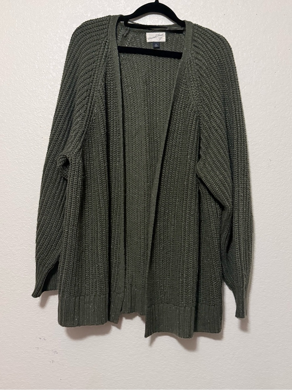 Universal Thread Olive Green Open-Front Ribbed Cardigan